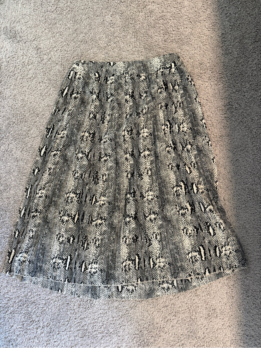 J. Crew Black and Cream Snake-Print A-Line Skirt
